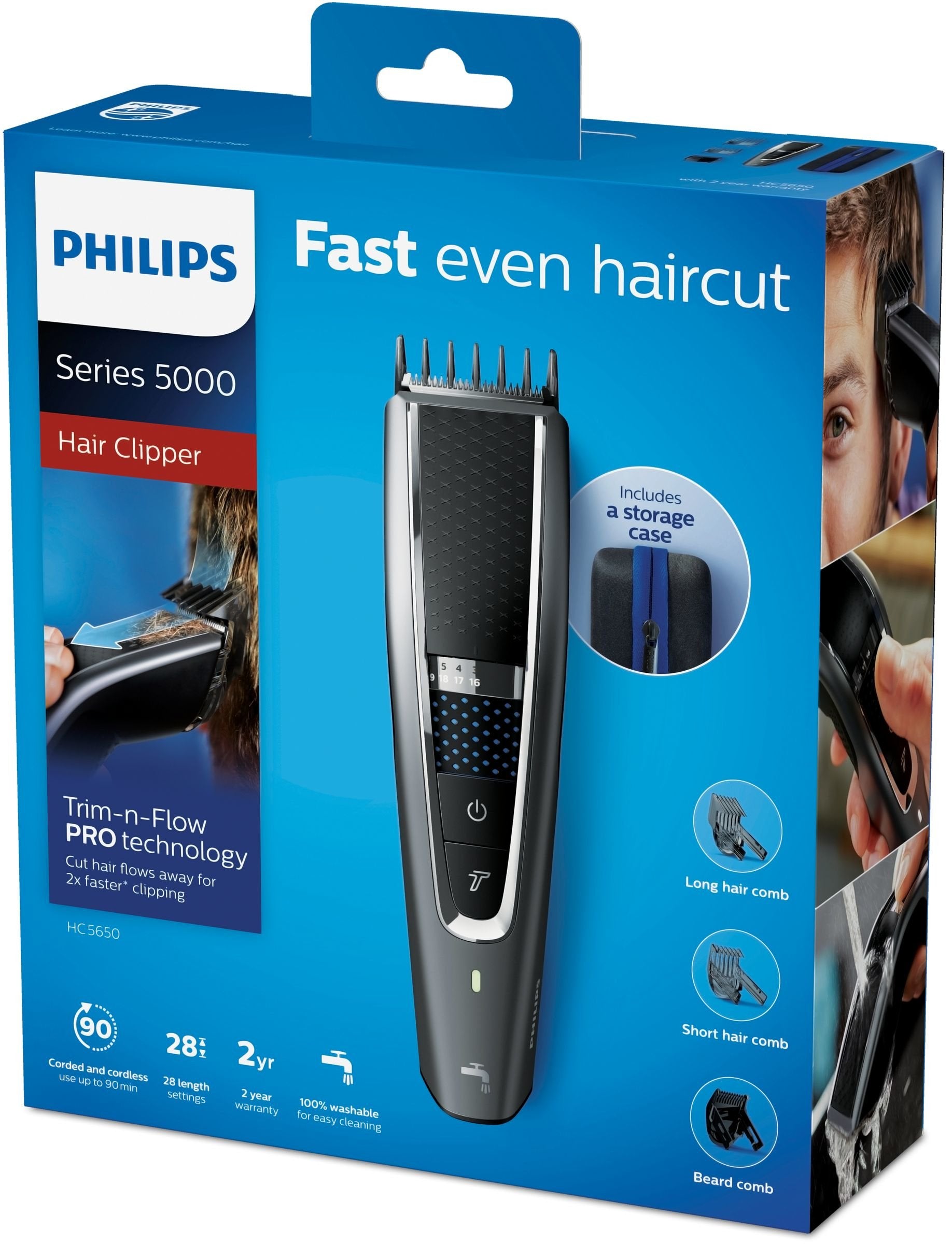 EAN 8710103897866 - Philips 5000 series HC5650/15 cortadora de pelo y maquinilla Negro, Plata 28 Ión de litio imagen 4