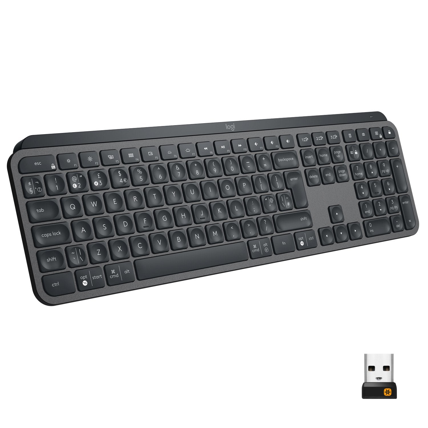 Teclado Ingles Logitech Mx Keys Rf Wireless + Bluetooth Qwerty Internacional De Ee.Uu. Grafito