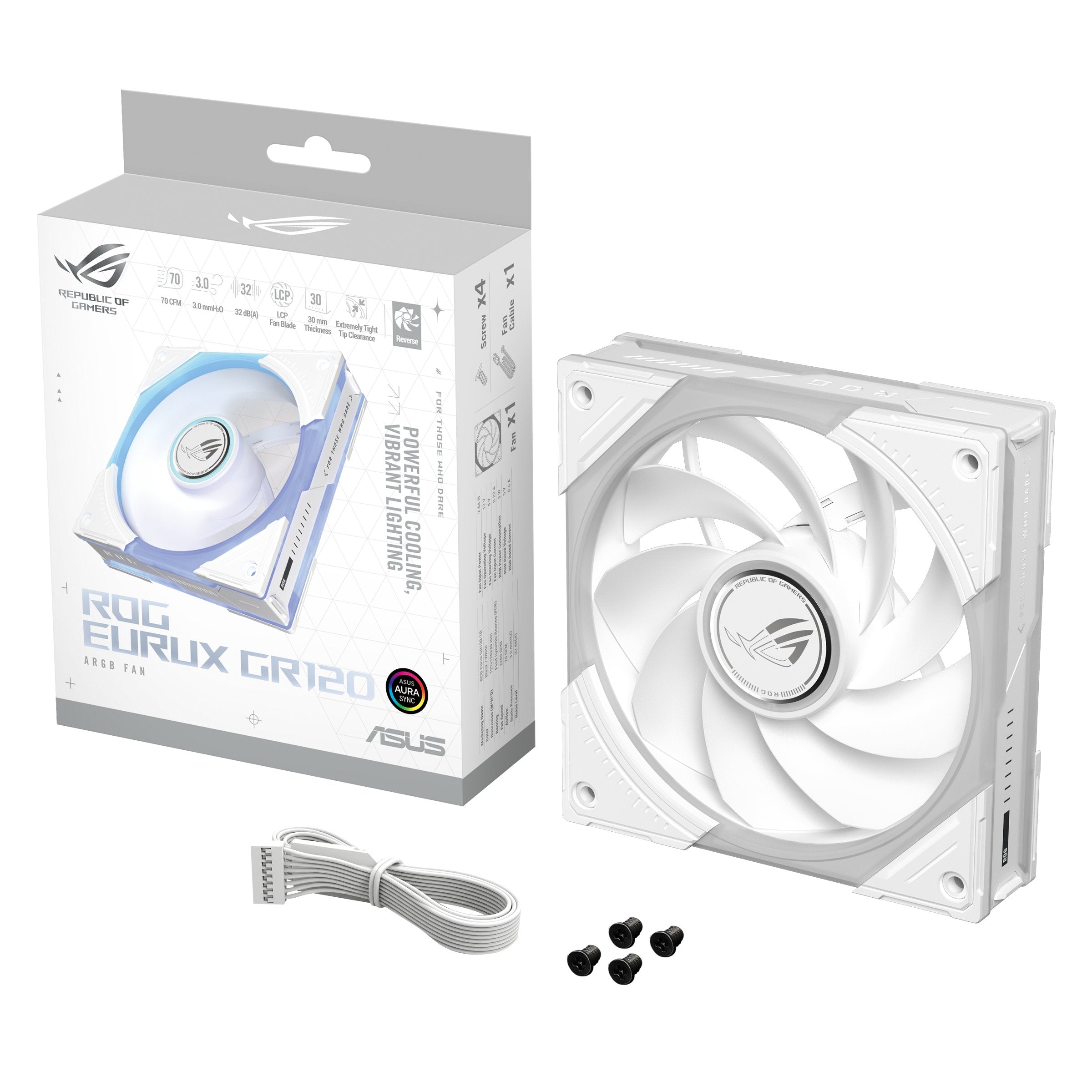 Asus Ventilador Rog Eurux Gr120 Fan Argb Reverse White