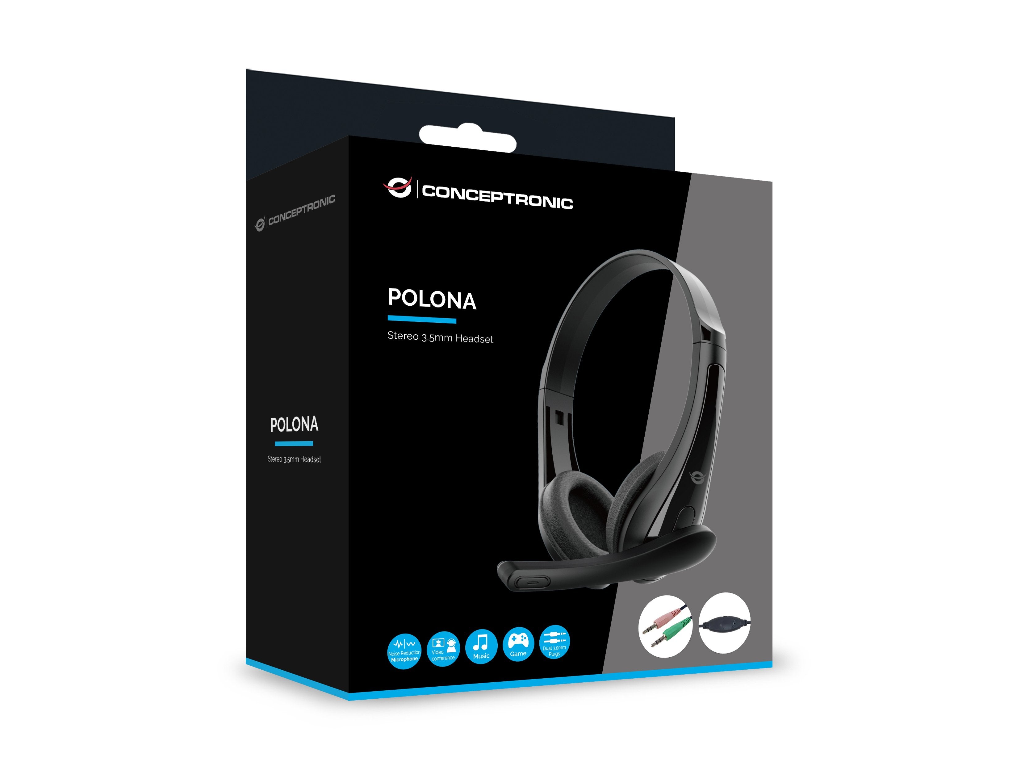 Auriculares Conceptronic Polona06b3t Jack 3.5mm 1.8m Negro