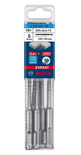 Bosch Professional Expert Brocas Percutor Sds-Plus-7x, Ø 5 Mm, 10 Piezas Longitud Útil 100 Mm
