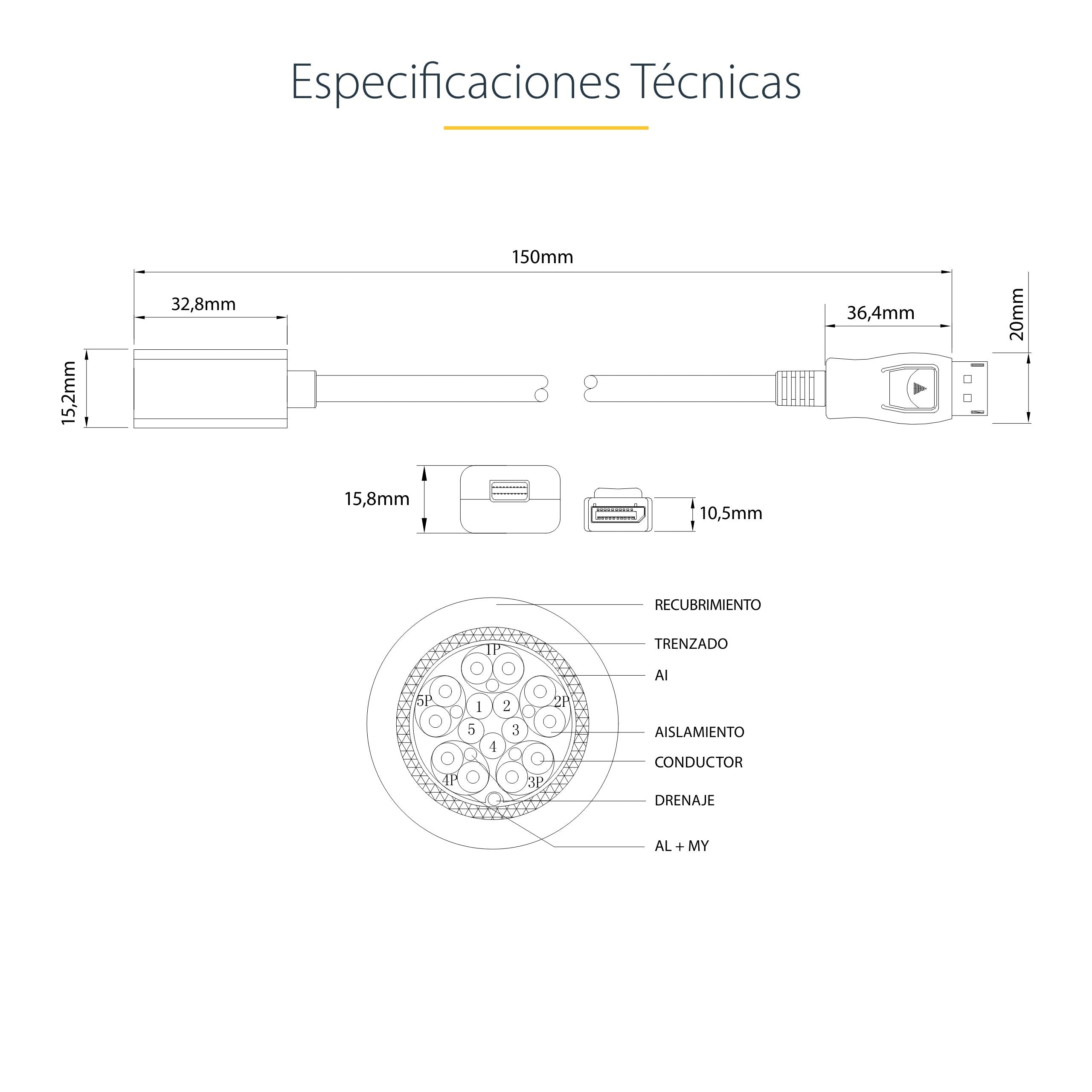 Startech Adaptador Displayport A Mini Displayport M/H 0.15m Negro