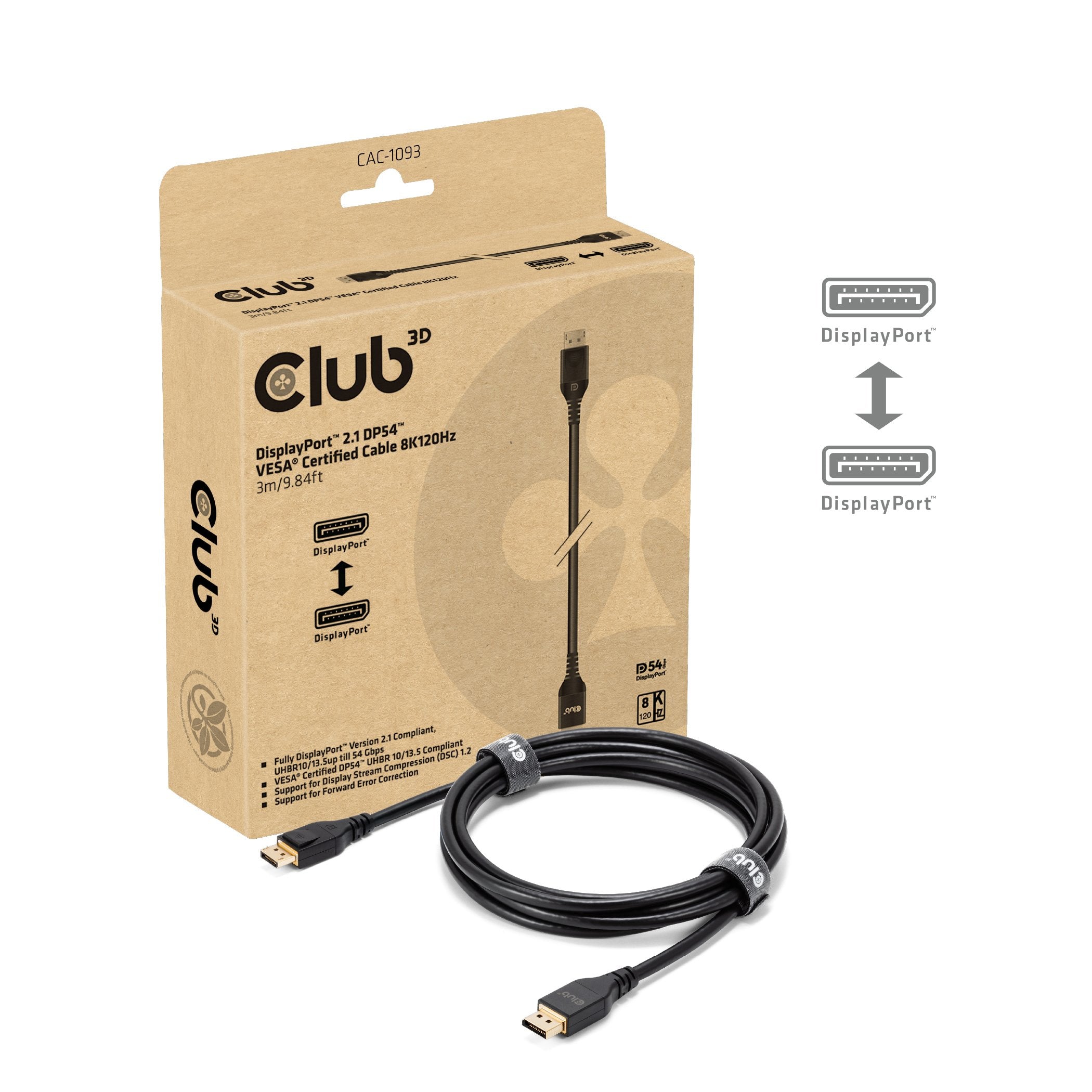 EAN 8719214473259 - CLUB3D CAC-1093 cable DisplayPort 3 m Negro imagen 2