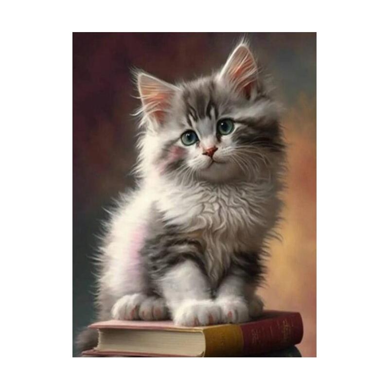 Diamentowa Mozaika - Kotek Na Ksiazkach