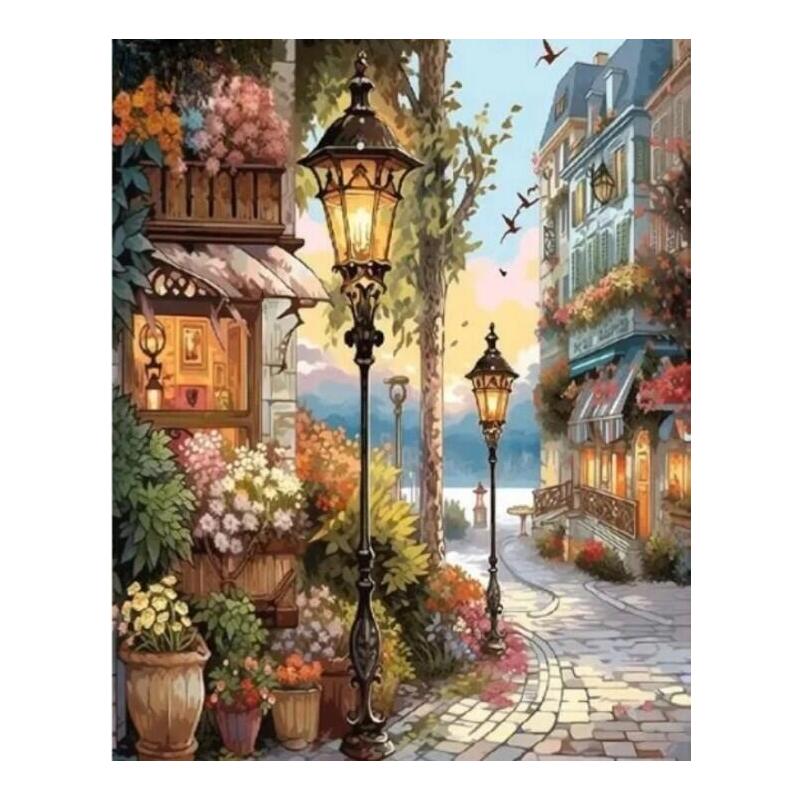 Diamentowa Mozaika - Kwiecista Ulica Z Latarniami