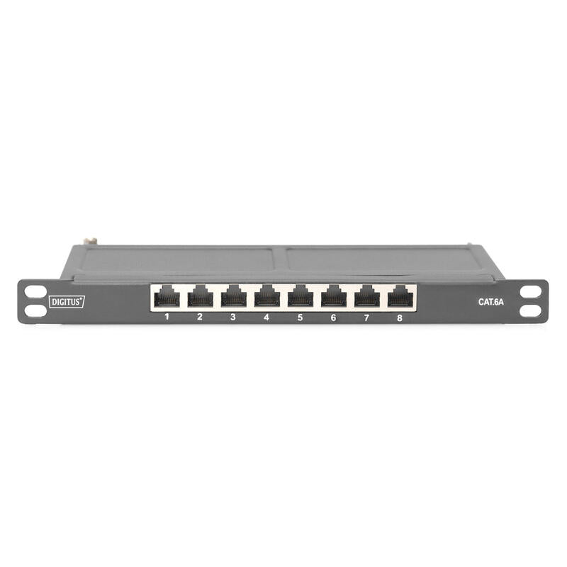 Digitus Cat.6a Slim Patch Panel, Gesch.,8-Port, 0,5 He, 10