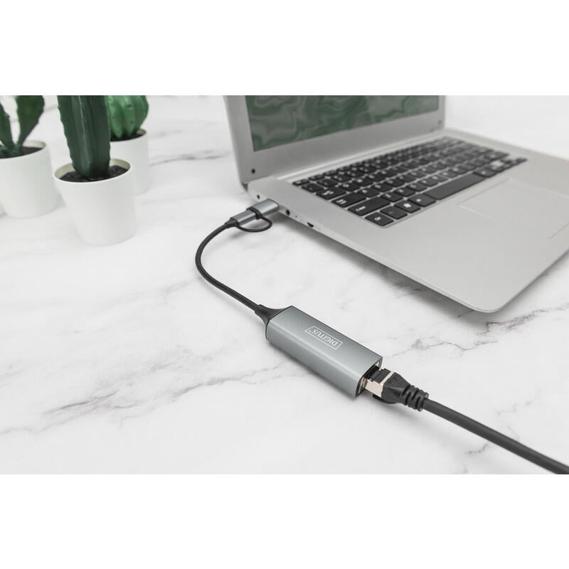 Digitus Dn-3028 Cambiador De Género Para Cable Usb-C Usb 3.1 Rj-45 Gris