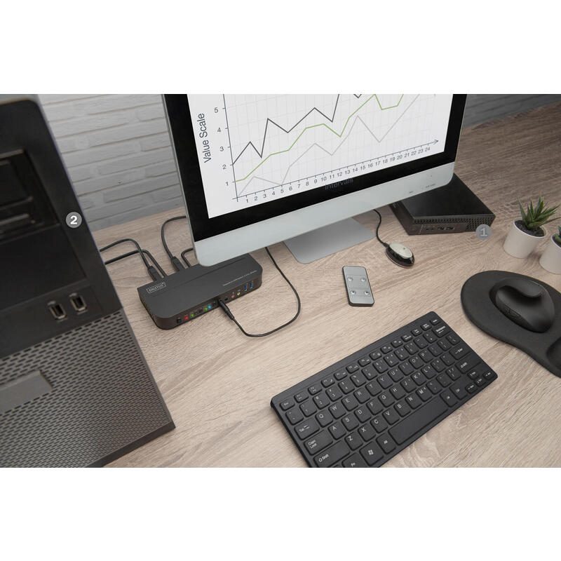 Digitus Kvm Switch, 2-Port, 4k60hz, 2xdp In, 1xdp/Hdmi Out