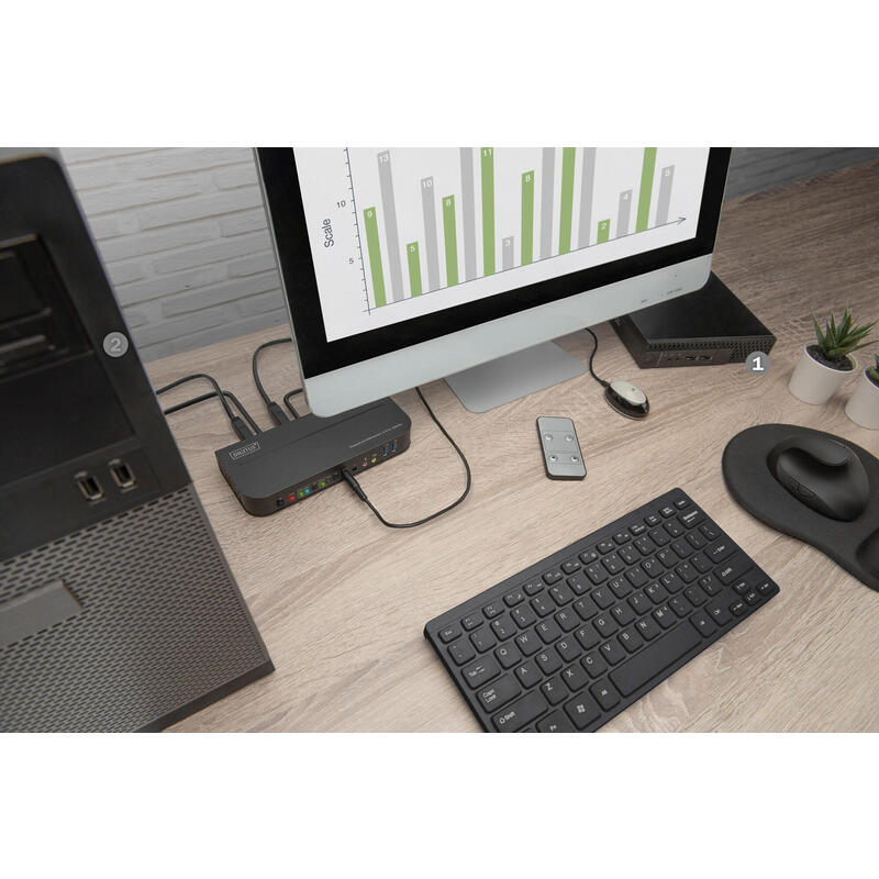Digitus Kvm Switch, 2-Port, 4k60hz, 2xdp In, 1xdp/Hdmi Out