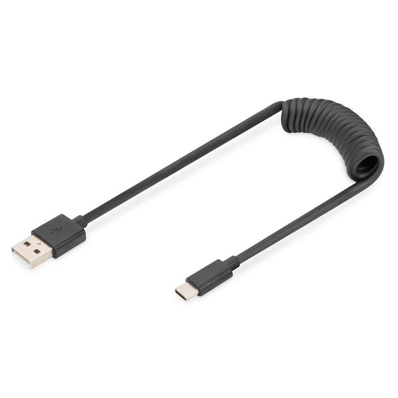 Digitus Spiralkabel Usb-A->Usb-C  1m Usb-A->Usb-C Negro