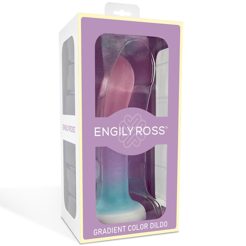 Dildo Silicona Líquida Color Degrado Con Ventosa 13.6 Cm