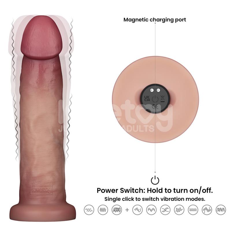 Dildo Con Vibración Piel Deslizante Silicona Dual Layer 9