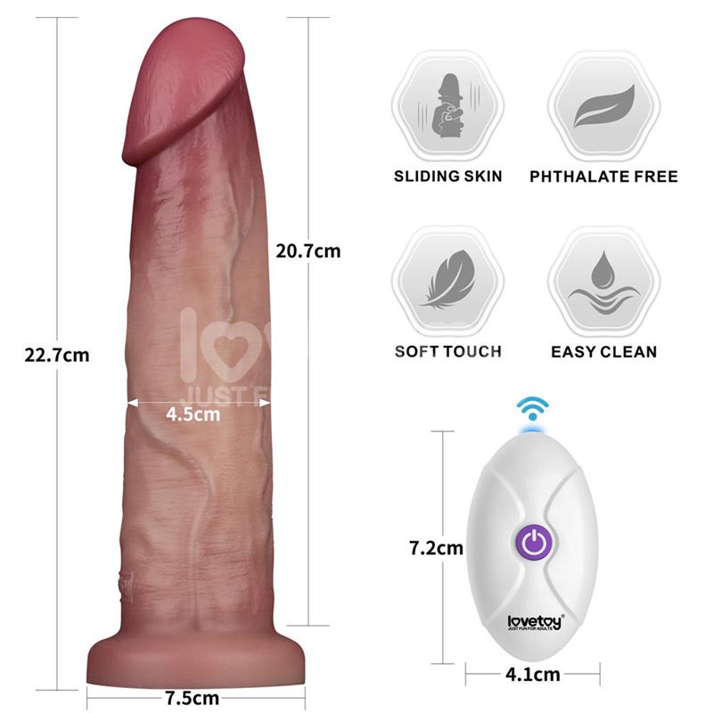 Dildo Con Vibración Piel Deslizante Silicona Dual Layer 9