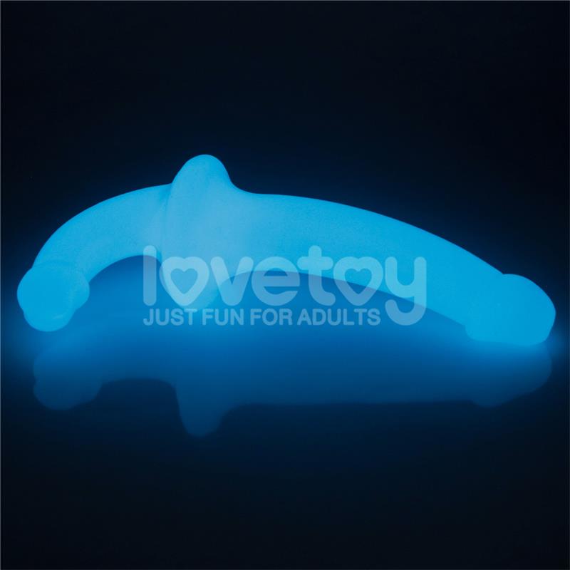 Dildo Doble Lumino Play Luz Azul 10.5