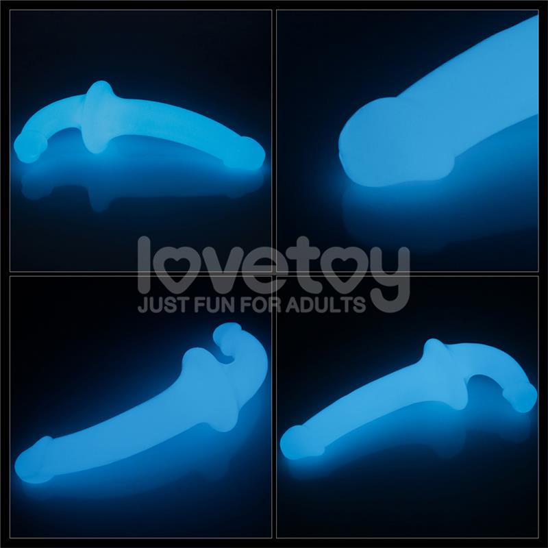 Dildo Doble Lumino Play Luz Azul 10.5