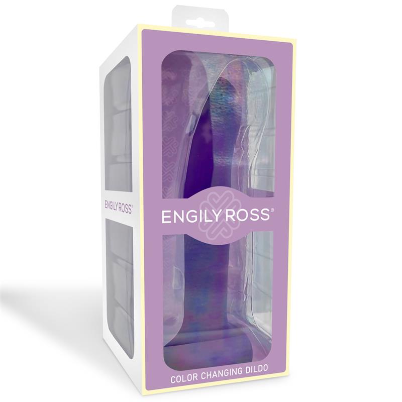 Dildo Que Cambia De Color Púpura A Rosa Talla L Silicona Líquida 21 Cm