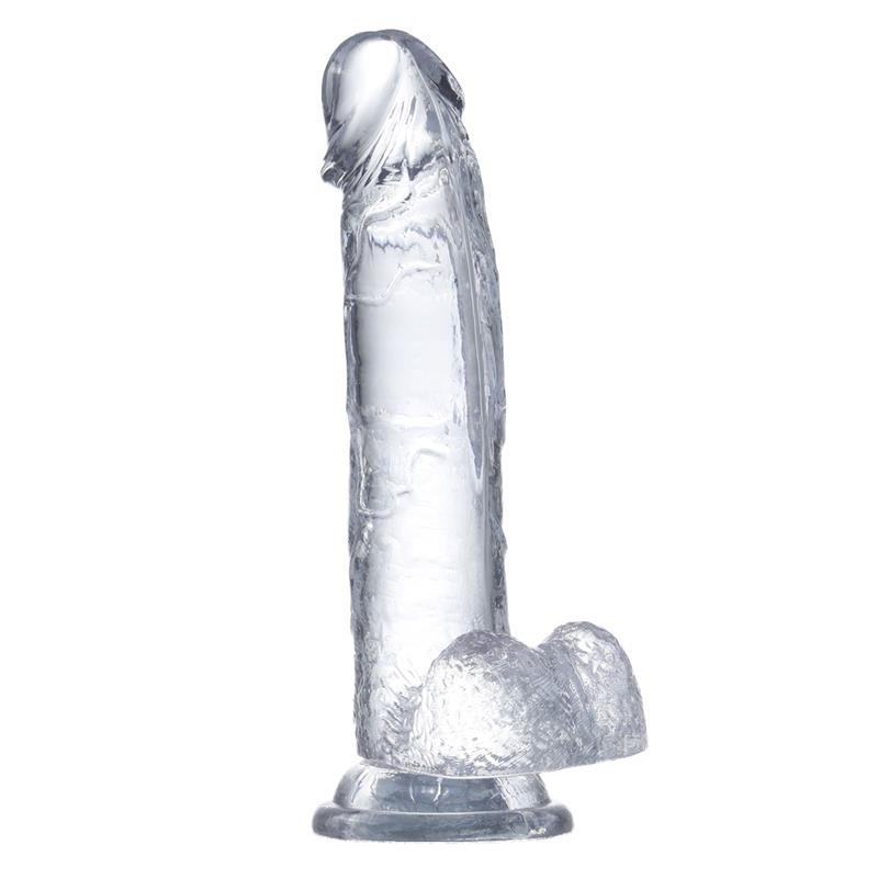 Dildo Realista Con Testículos Material Cristalino 22 Cm