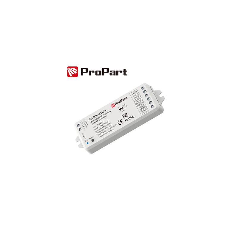 Dimmer Receiver +Push Dim12/24v 4ch*3a/12a 12-24vdc Rf2.4g