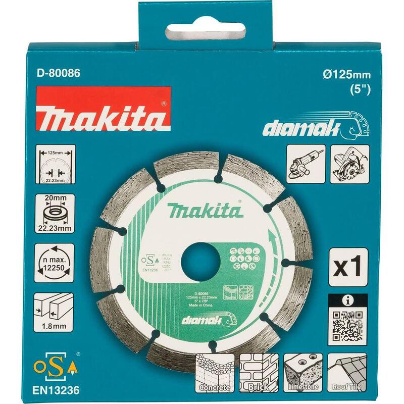 Disco De Corte Diamantado Makita Diamak, Ø 125 Mm, Diámetro 22,23 Mm D-80086