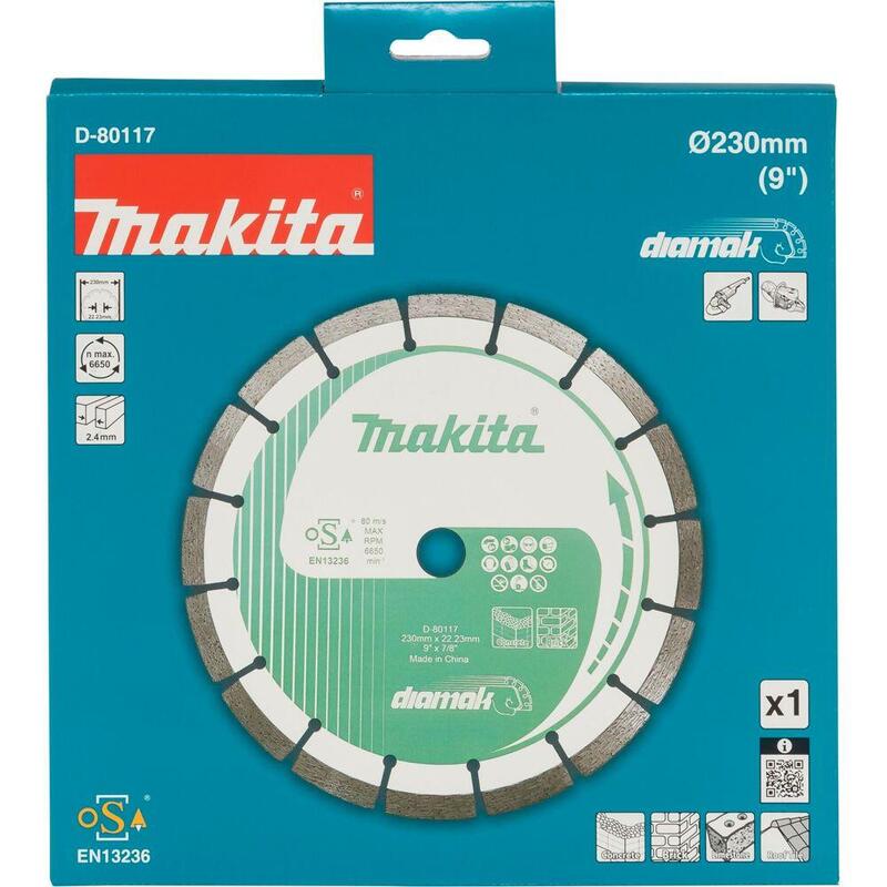 Disco De Corte Diamantado Makita Diamak, Ø 230 Mm, Diámetro 22,23 Mm D-80117