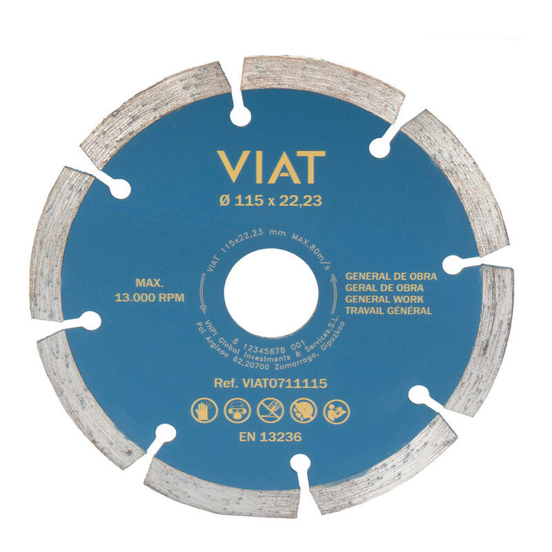Disco De Diamante Segmentado General De Obra Para Corte En Seco. Medidas: 115x115x2mm Viat0711115 Viat