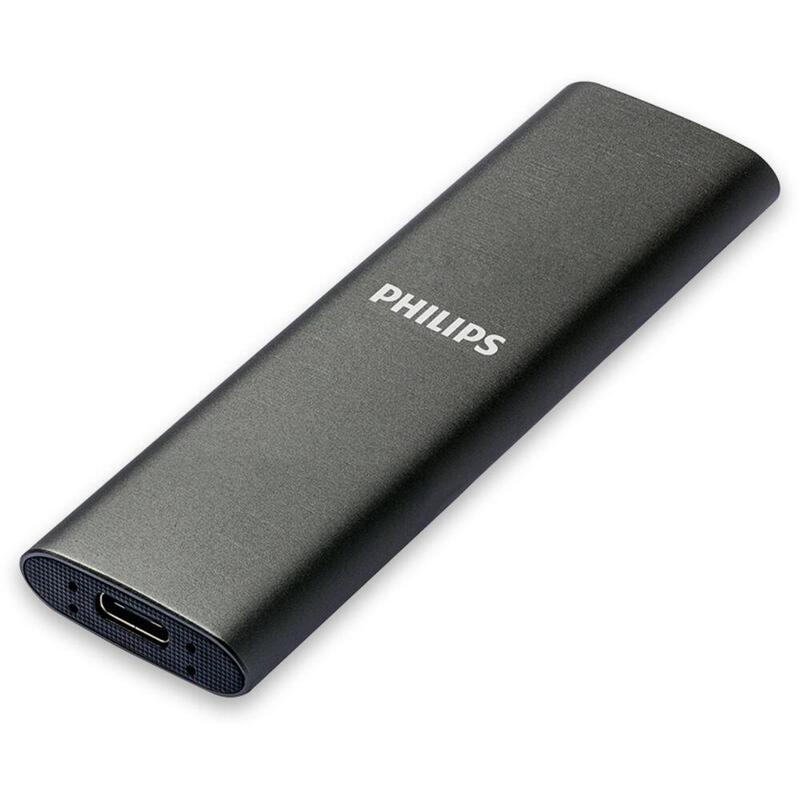 Disco Ssd  M.2 Externo Philips 1tb Usb-C/Usb3.0 540mb Ultra Slim Gris