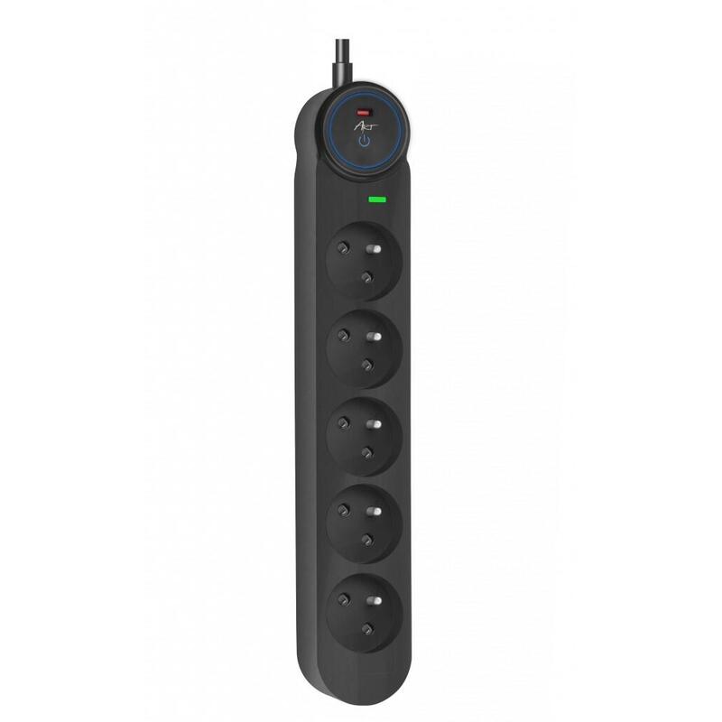 Dispositivo Zabezpieczenie Przeciw Przepieciowe Spd/Przeciazeniowe F2100 Con Interruptor 5tomas1-16a-Negro-1,5m-3x1,5mm2