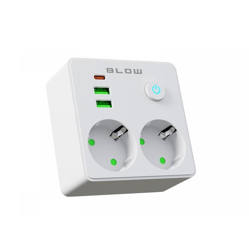 Distribuidor R-20 Pr 2-Tomas + 2usb + Usb-C Blanco