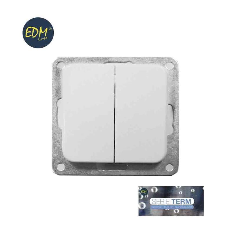 Doble Conmutador Empotrar "Serie Term" Blanco 70x30x70mm (Bolsa Blister)