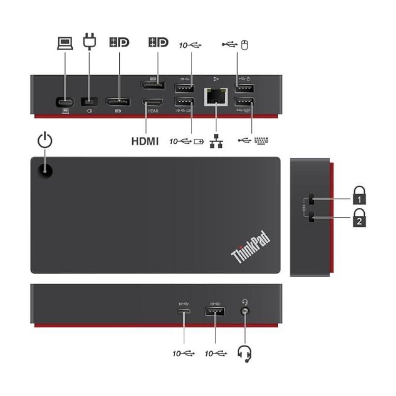 Docking Reacondicionado Lenovo Thinkpad Dock Usb-C Gen2  Hdmi Dp