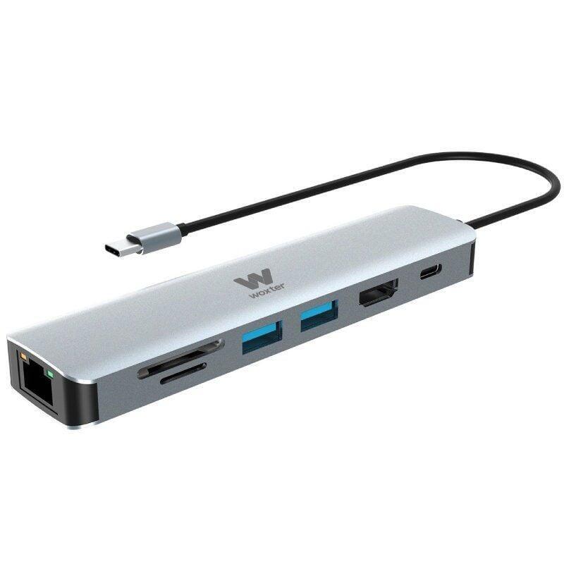 Docking Usb Tipo-C Woxter Pe26-181 1xhdmi 2xusb 1xlector De Tarjetas 1xrj45 1xmicrousb Gris