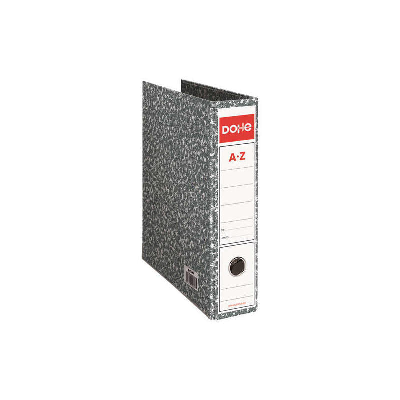Dohe Archivador Gris Jaspeado A4 - Medidas 282x318x75mm - Carton Forrado Con Papel Impreso - Cantoneras Metalicas -