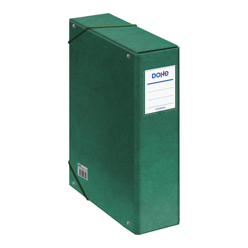 Dohe Caja Para Proyectos Lomo 9cm - Carton Forrado Con Papel Impreso Y Plastificado - Cierre Con Gomas - Verde