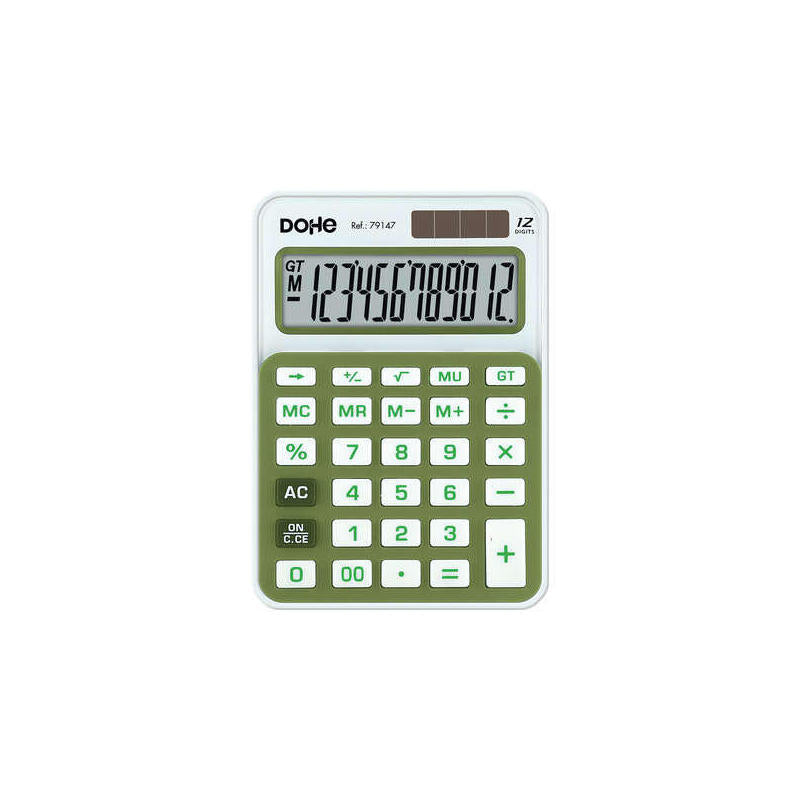 Dohe Calculadora Electronica De 12 Digitos - Alimentacion Solar Y A Pilas - 4 Teclas De Memoria - Apagado Automatico -