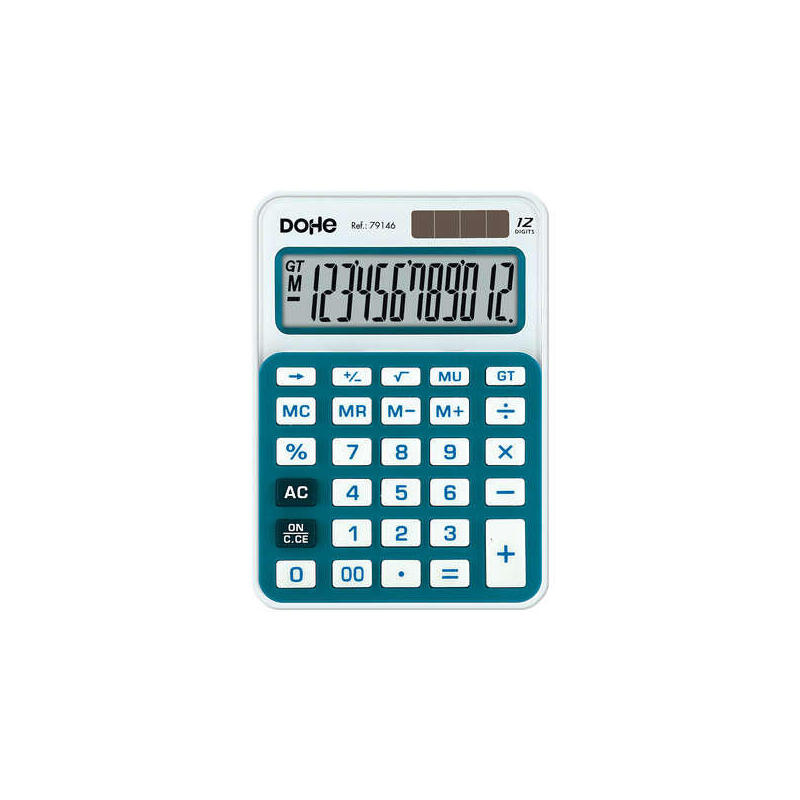 Dohe Calculadora Electronica De 12 Digitos - Alimentacion Solar Y A Pilas - 4 Teclas De Memoria - Apagado Automatico -