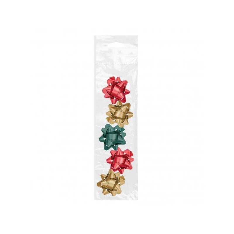 Dohe Chic Pack De 5 Lazos Para Regalo - Forma De Estrella - Tamaño 5.6cm - Colores Rojo, Verde Y Oro