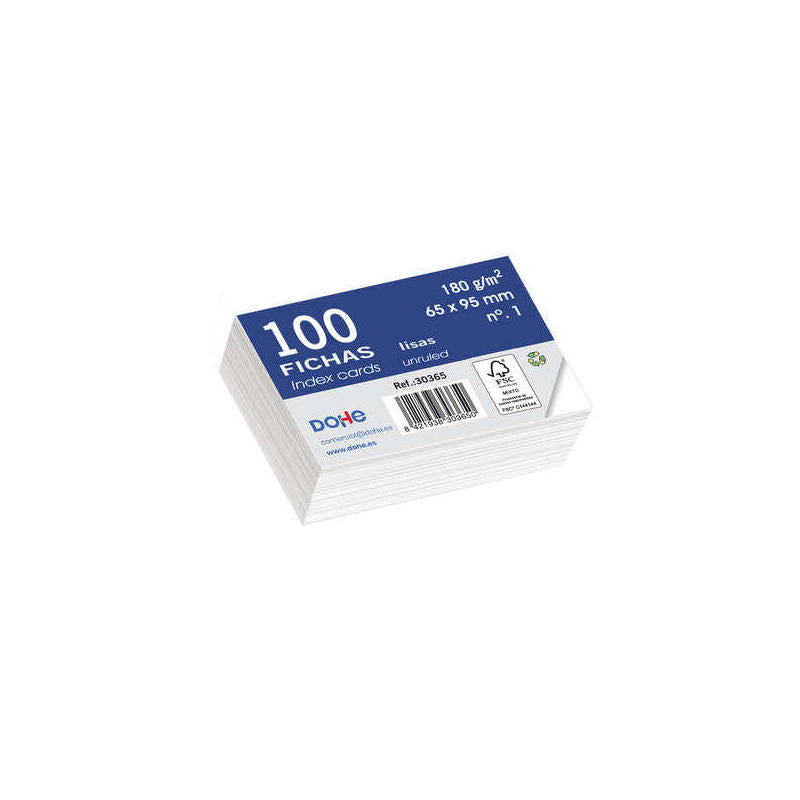 Dohe Fichas De Cartulina Offset Blanca - 180g - Paquete De 100 Unidades