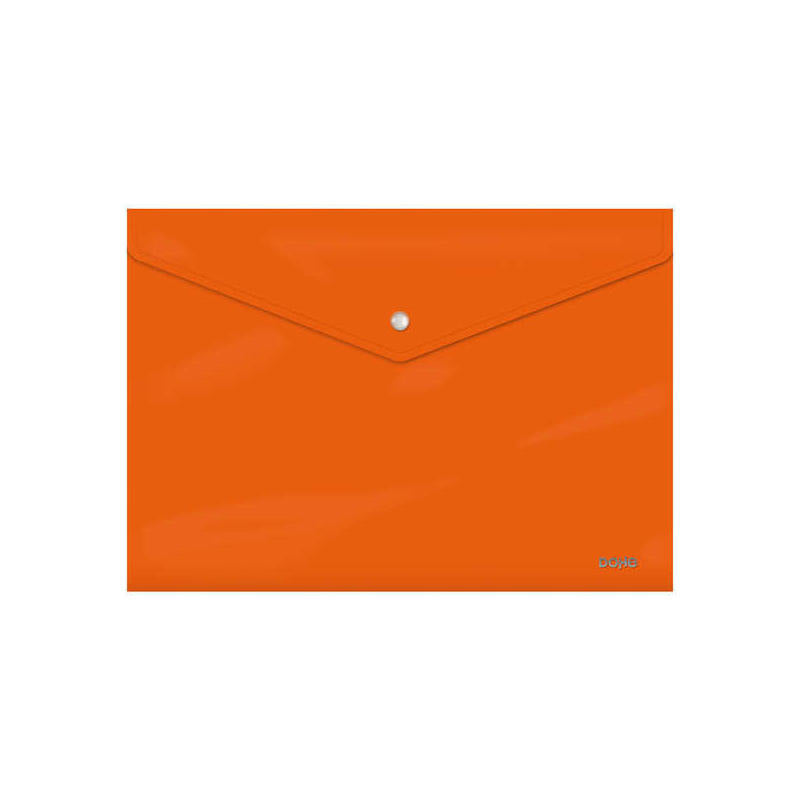 Dohe Sobre Portadocumentos Folio - Cierre De Broche - Polipropileno Cristal Opaco 200 Micras - Naranja