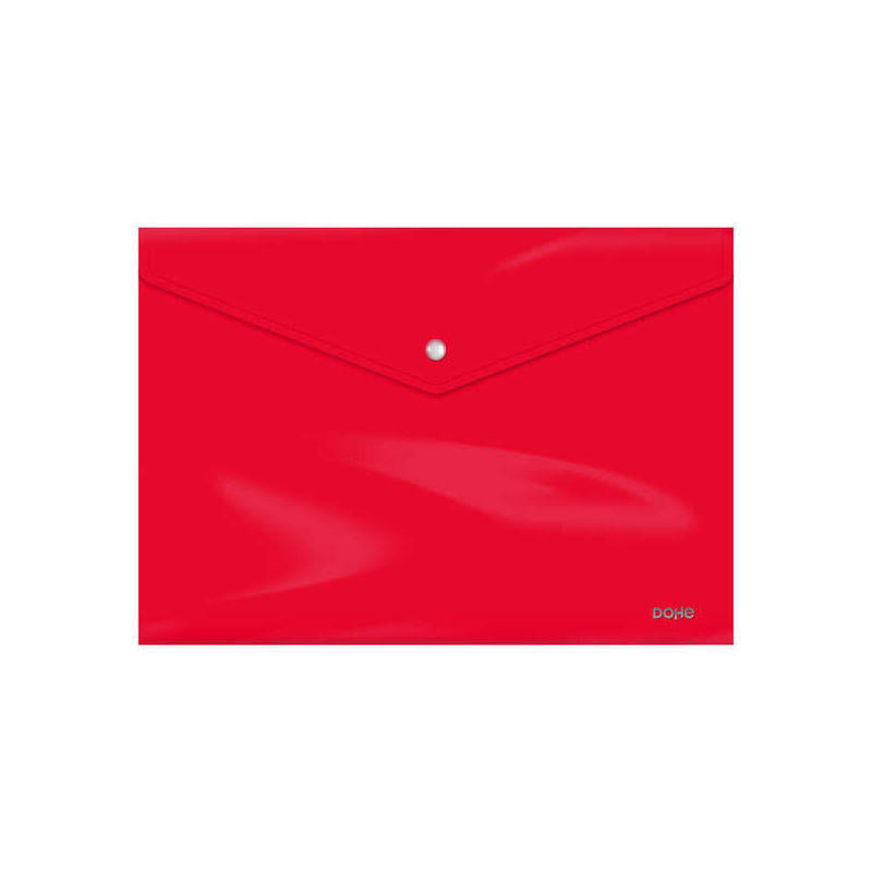 Dohe Sobre Portadocumentos Folio - Cierre De Broche - Polipropileno Cristal Opaco 200 Micras - Rojo