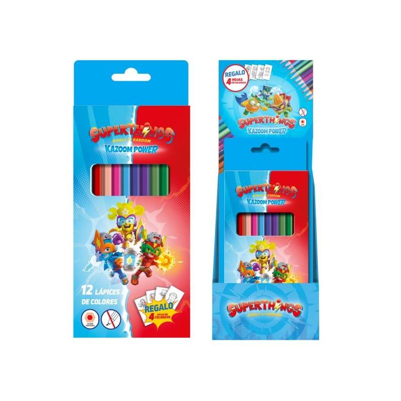 Dohe Superthings Expositor Con 12 Cajas De 12 Lapices De Colores - Forma Hexagonal - Mina De 2.8mm - Plantillas Para