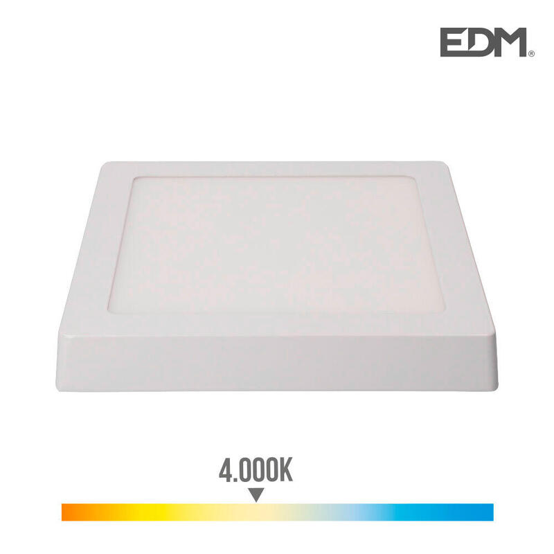 Downlight Led Superficie Cuadrado 20w 1500lm 4000k Luz Dia Blanco 22,5x22,5x4cm Edm