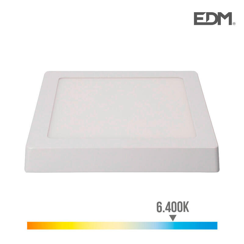 Downlight Led Superficie Cuadrado 20w 1500lm 6400k Luz Fria Blanco 22,5x22,5x4cm Edm