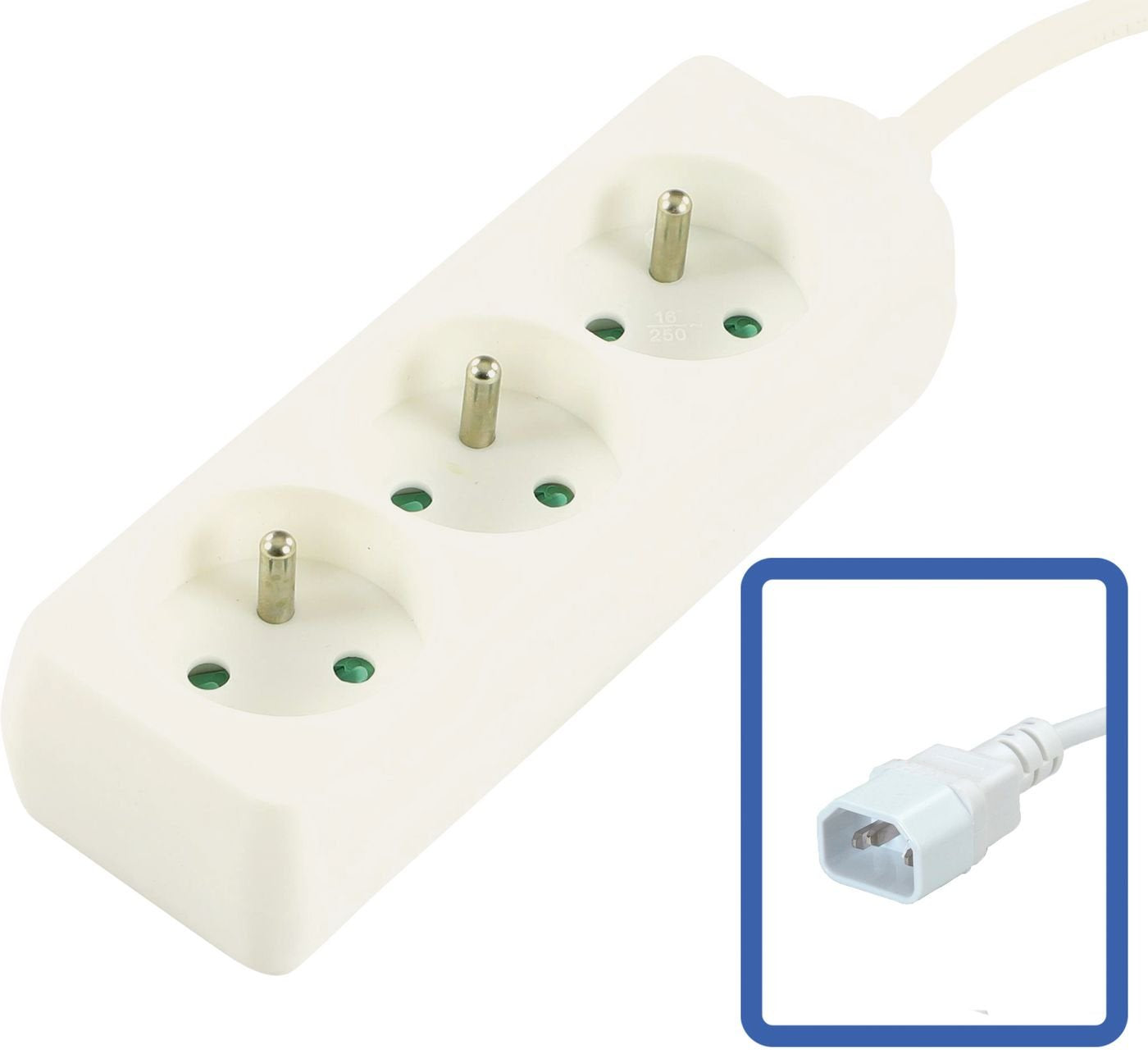 3-Way Power Strip French Type  E, Direct Attach To Ups, 1.5m