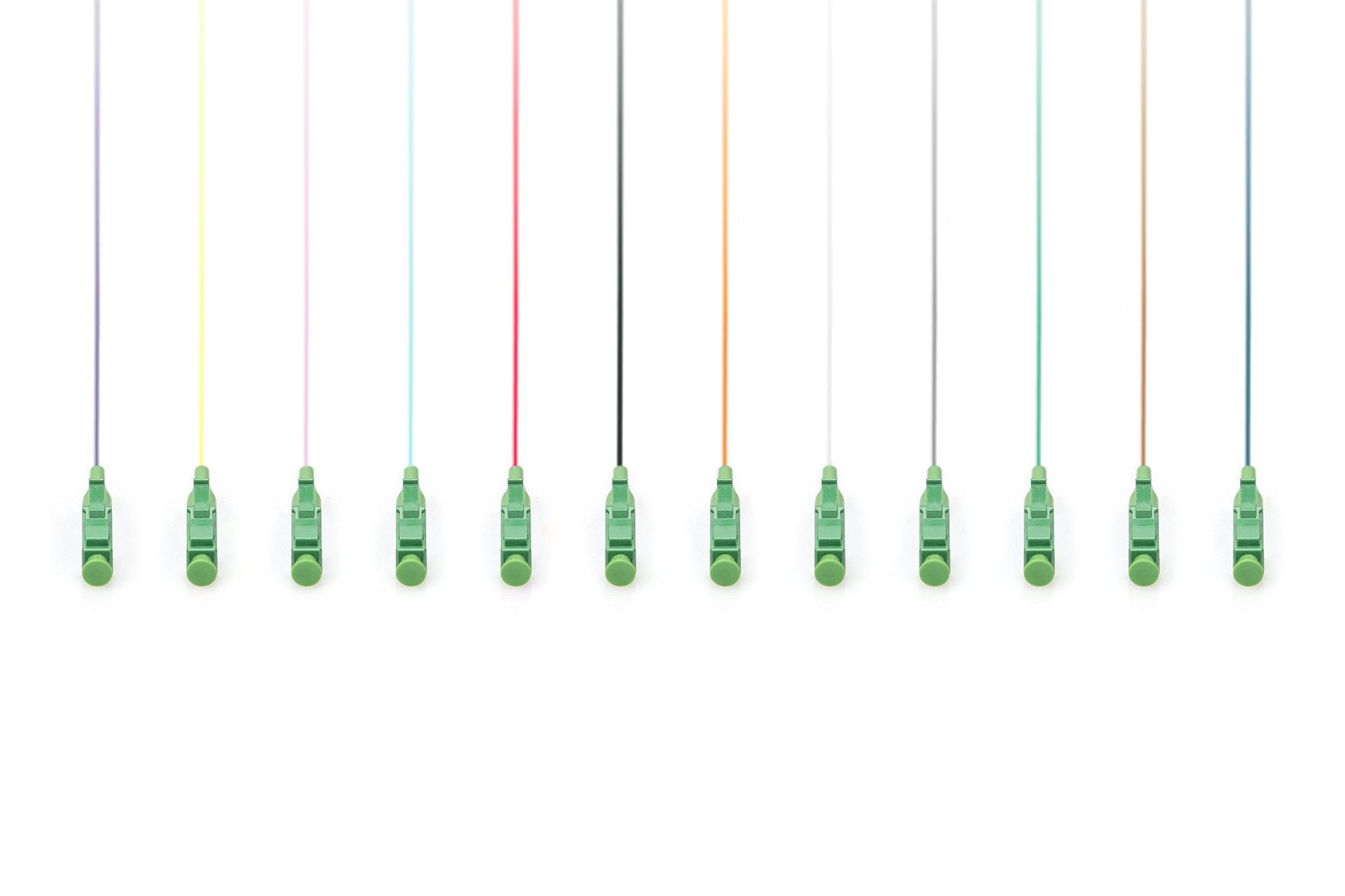 Fo Pigtail Set, 12 Pcs., Lc (Apc), Sm Os2 09/125 Æ Loose Buffer, Color Code Din Iec 304, 2 M