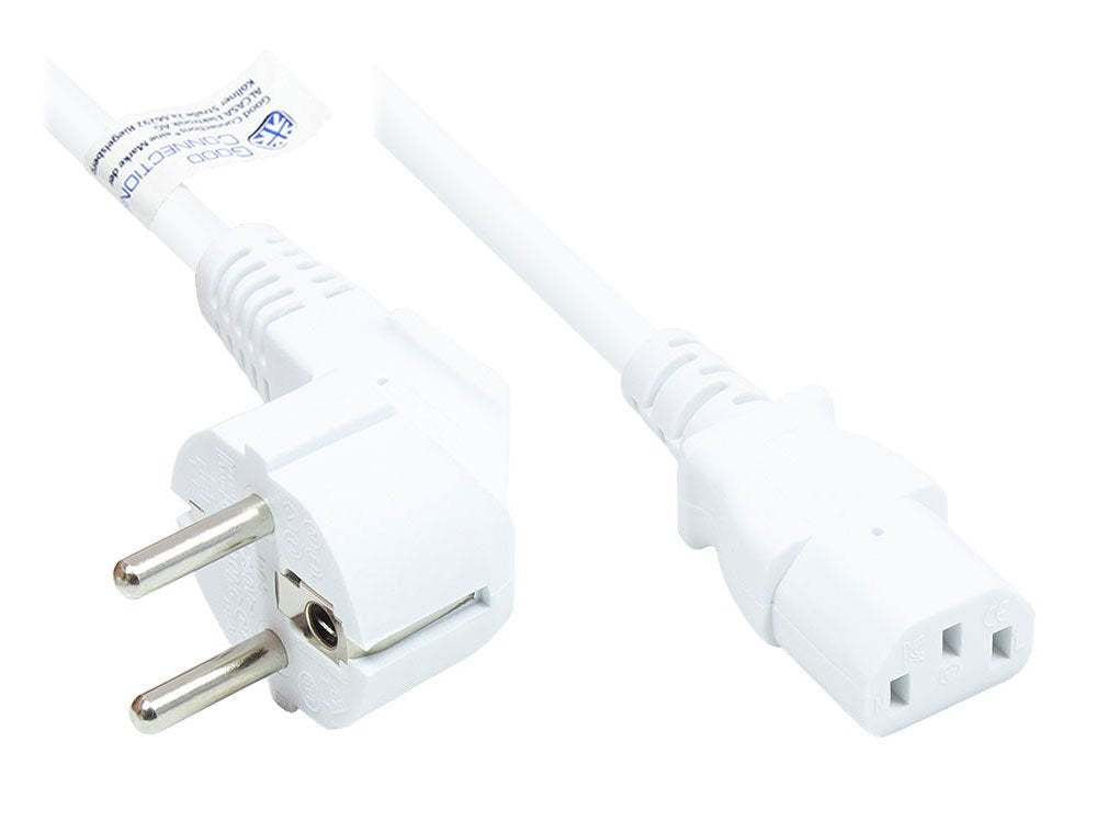 Good Connections Schutzkontakt-Stecker Gew.- C13 Weiss 1,8m