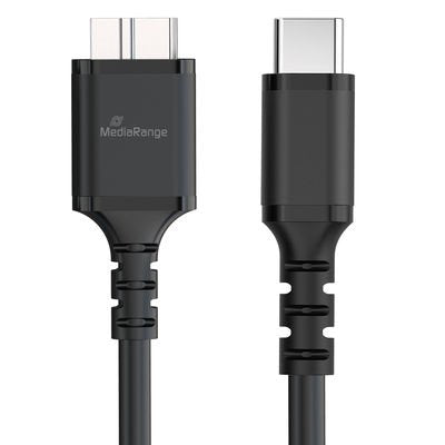 Mediarange Ladecable Micro-B A Usb-C Usb 3.0, 0,5m, Sw