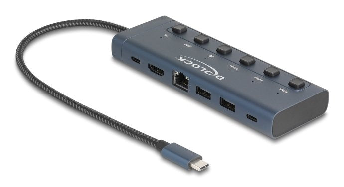 Delock Usb Tipo-C Dockingstation 4k-Hdmi/Usb/Gigabit Lan/Pd 3.0 90 W+Schalter