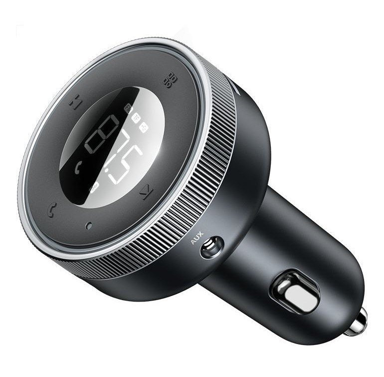 Baseus Car Charger Bluetooth Fm Transmitter Enjoy Car With Led Display Wireless U+U+3,5mm Audio+Tf Mp3 Charger Bt 5.0, 3.4a Black (Cclh-01)