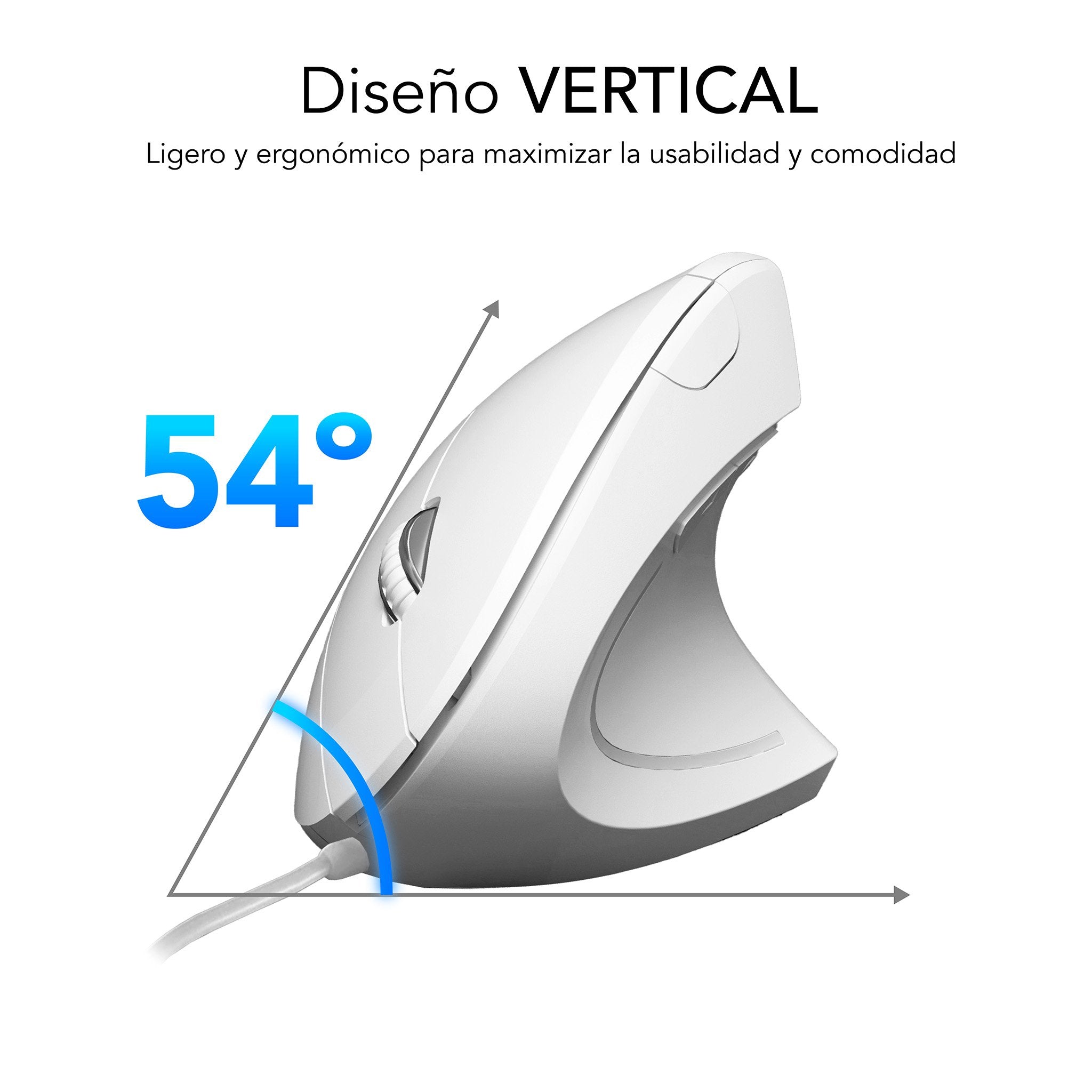 Raton  Subblim Glide Vertical Ergo Vertical Usb 1600dpi - 5 Botones - Uso Diestro - Blanco