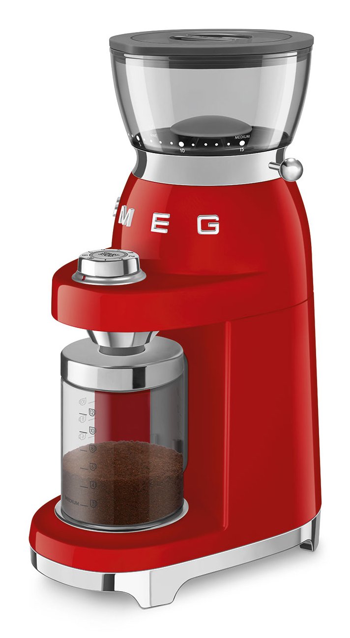Molinillo De Café Smeg Cgf03rdeu, 15 Niveles De Molienda, Depósito De 240 G, 150 W, Rojo